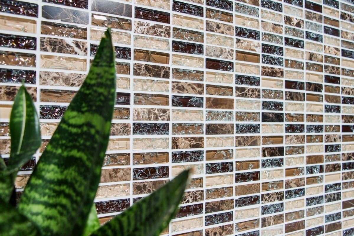 Mosani Mosaikfliesen Riemchen Rechteck Mosaikfliesen Glasmosaik Bruchglas
