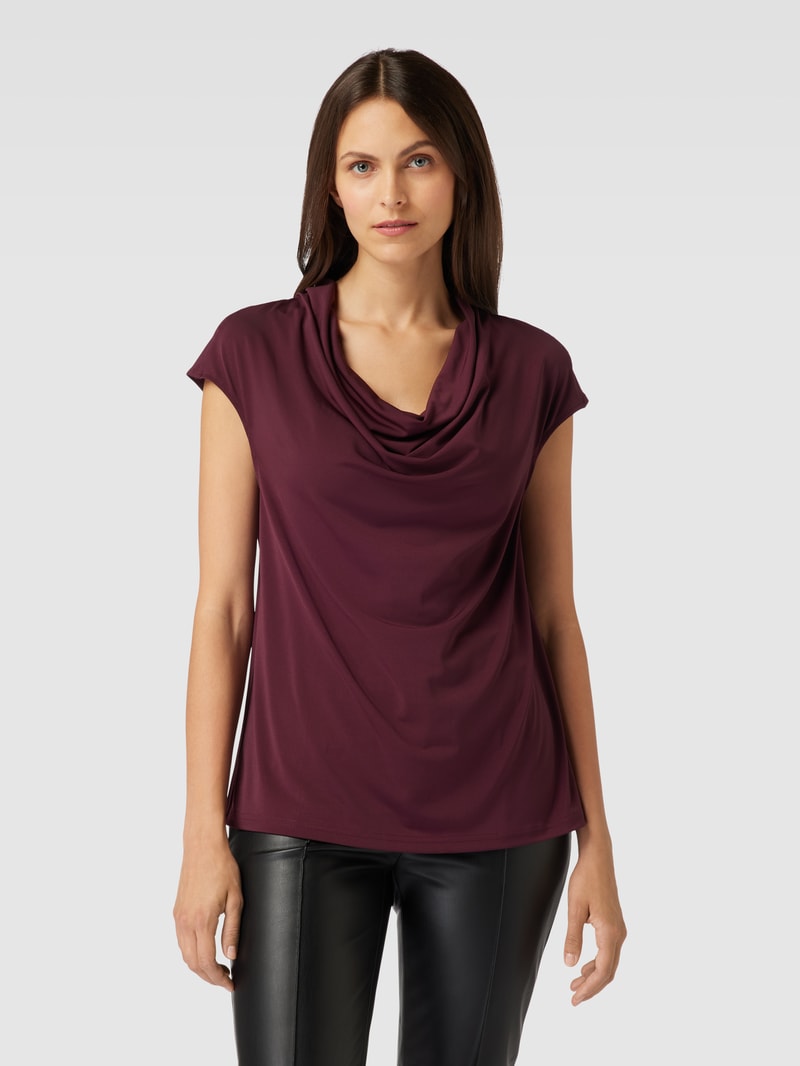 Blusenshirt mit Wasserfall-Ausschnitt in bordeaux rot