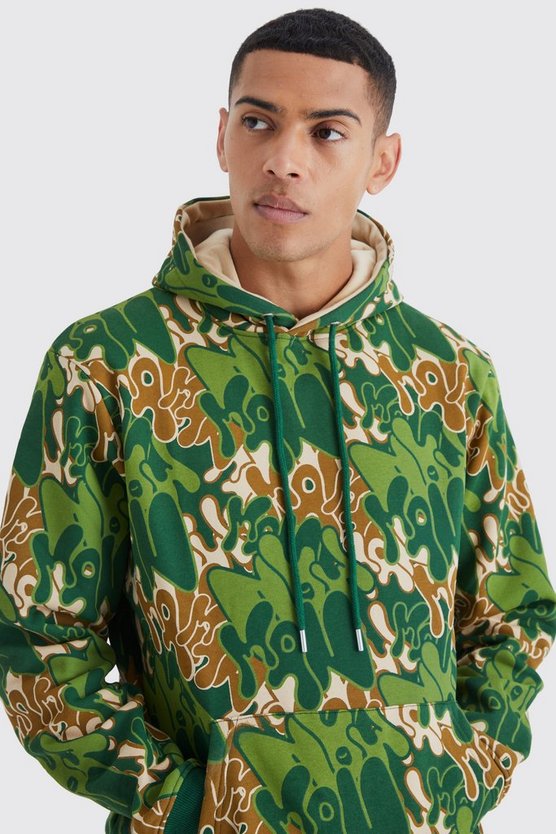 Man Camouflage Hoodie mit Print