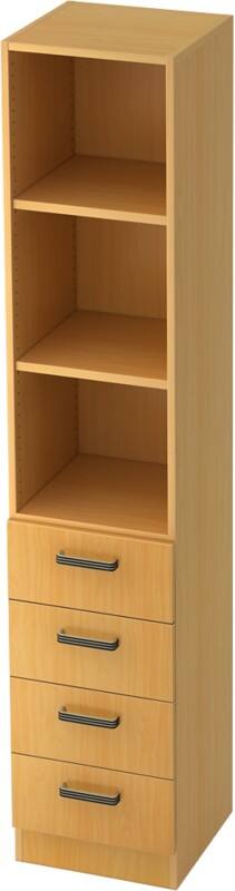 Hammerbacher Future Melaminharzbeschichtete Spanplatte Aktenschrank 2 Fachböden 400 x 420 x 2.004 mm Buche