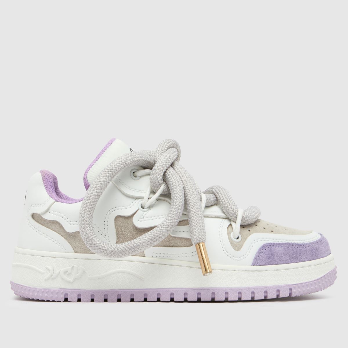 ACUPUNCTURE – Vita och lila sneakers med fat lace-motiv