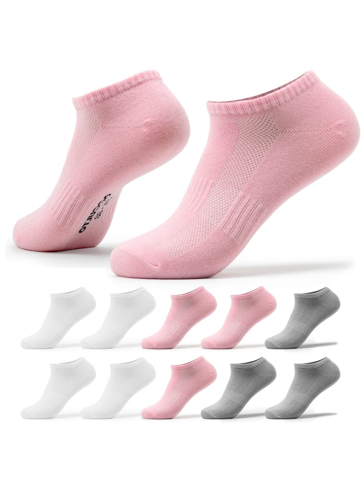 Occulto 10er Pack Sneakersocken Diana in Weiß-Grau-Pink günstig kaufen
