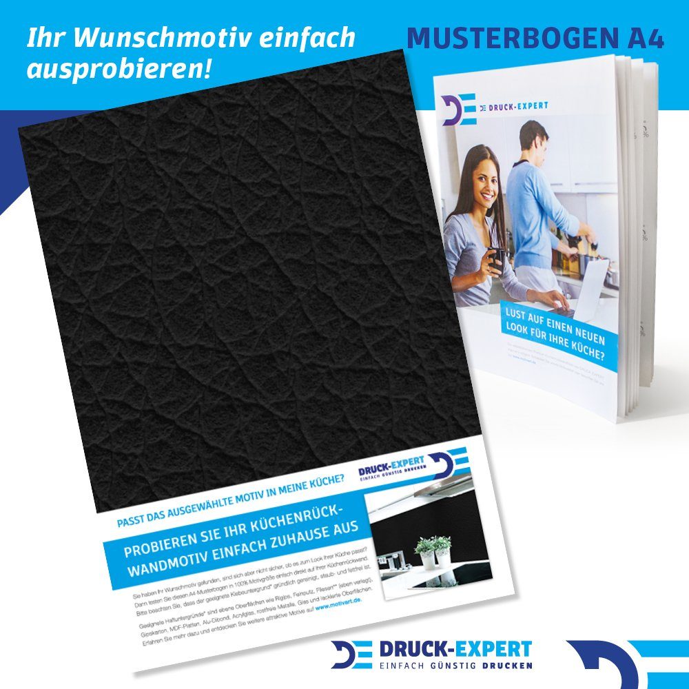 DRUCK-EXPERT Küchenrückwand Küchenrückwand Leder Schwarz Premium Hart-PVC 0,4 mm selbstklebend