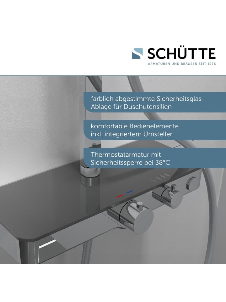 Schütte Duschset OCEAN in Chrom/Anthrazit, mit Thermostat - (L) 55 x (B) 35 x (H) 120 cm günstig kaufen onesize