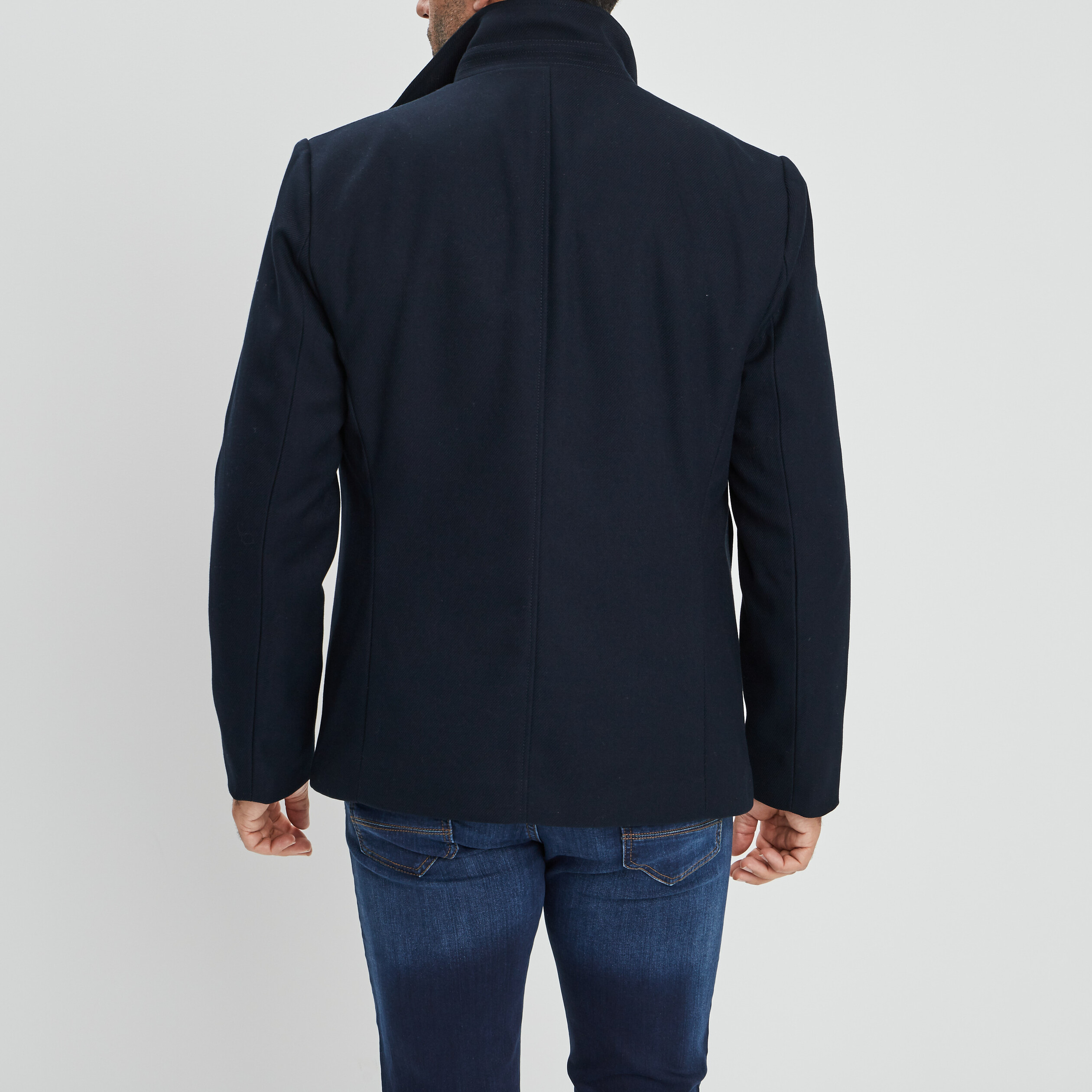 Veste droite courte zippée bleu marine homme | La Halle