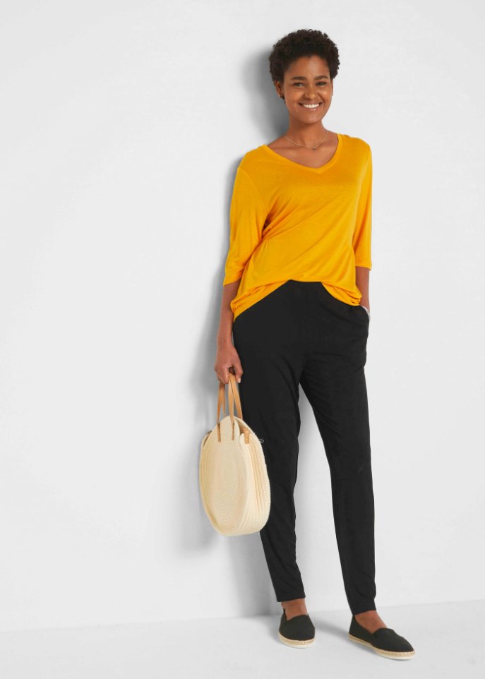 Leichte Schlupfhose mit High-Waist-Bequembund, 2er-Pack