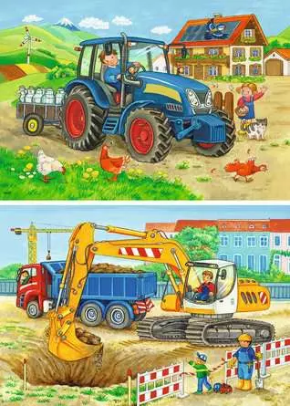 Kinderpuzzle ab 3 Jahren - Baustelle und Bauernhof - 12 Teile