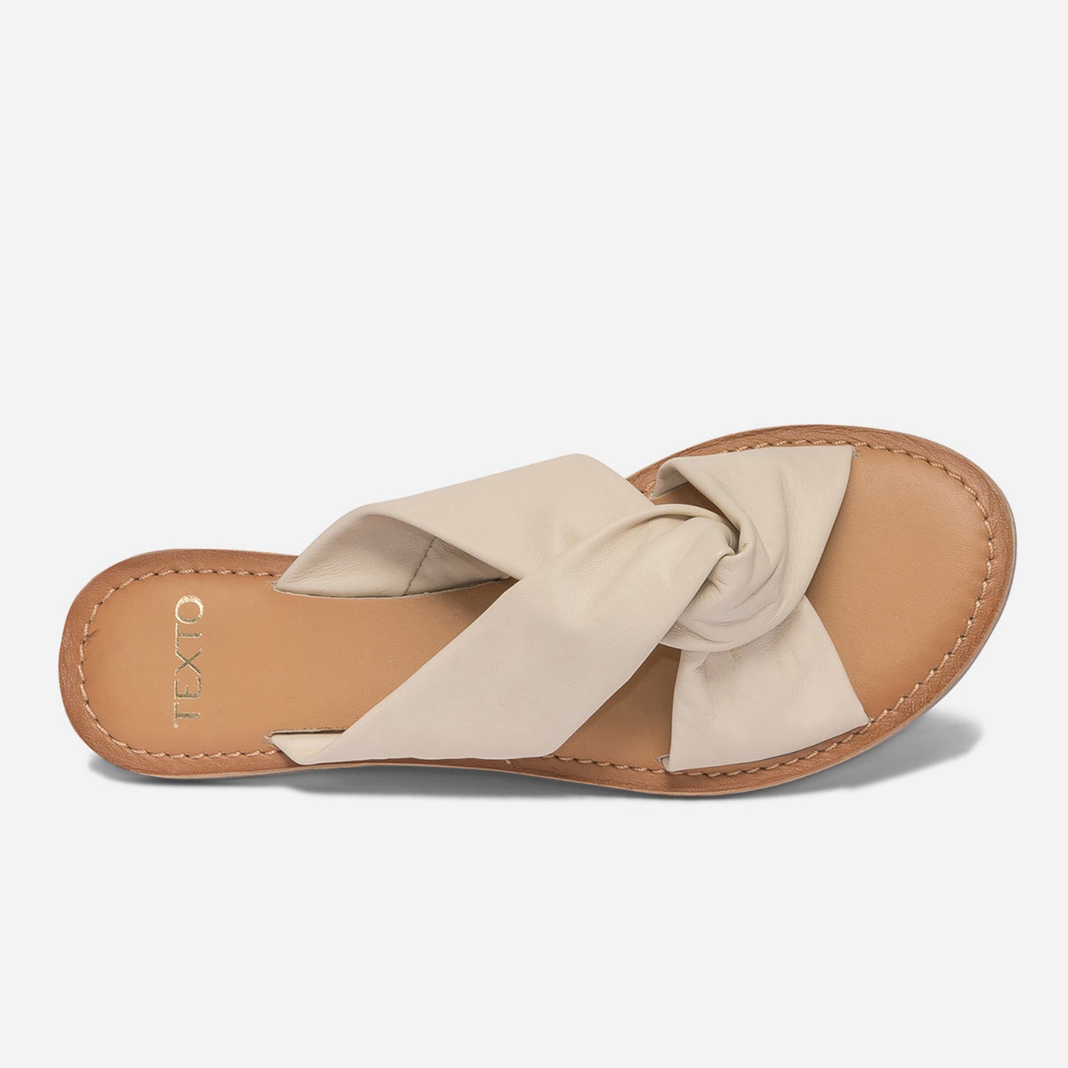 Mule TEXTO beige en cuir à brides souples croisées
