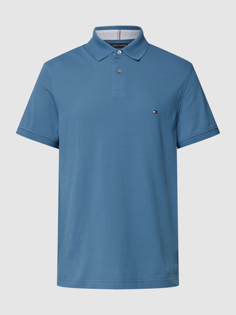 Poloshirt mit Label-Stitching in ozean blau