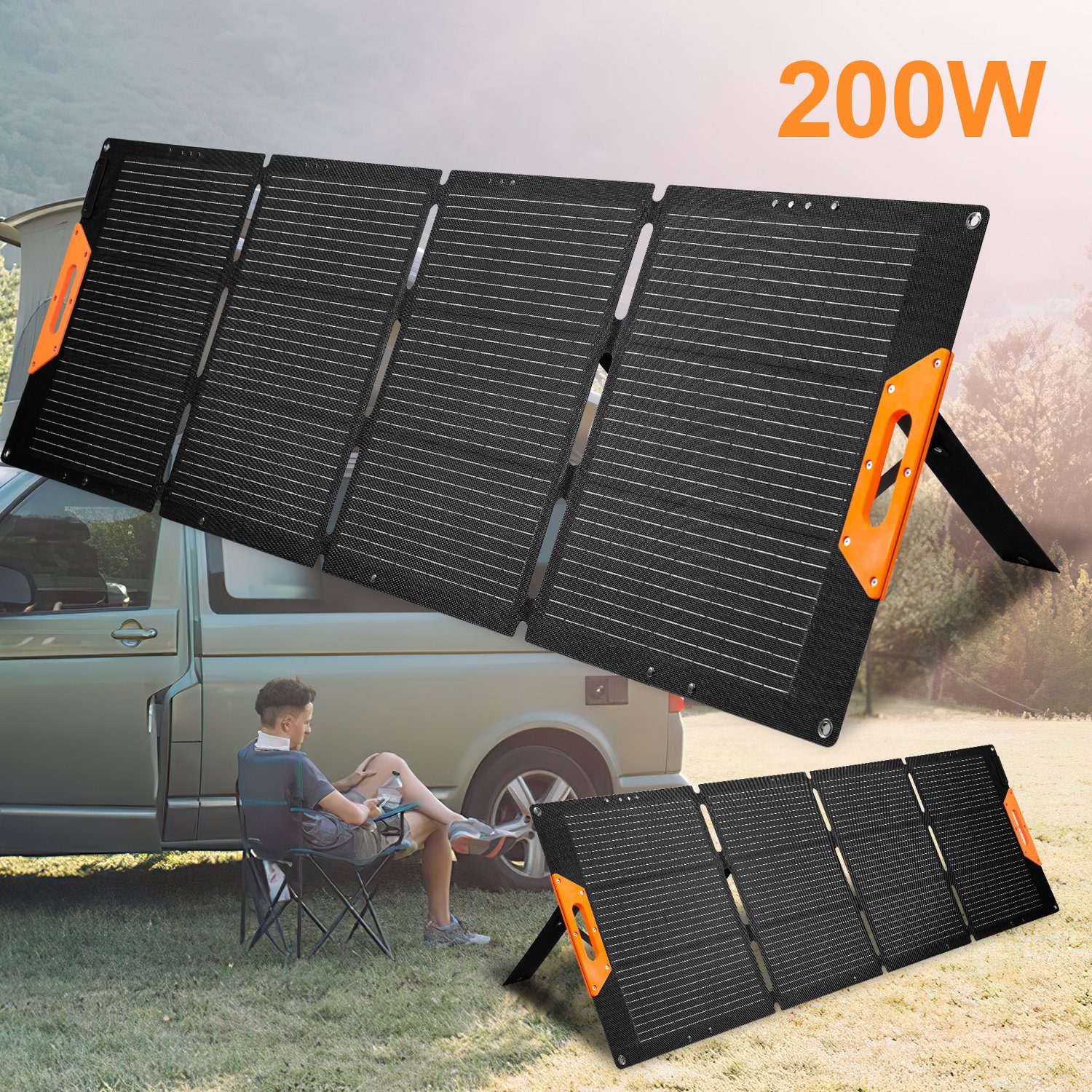 TolleTour Solarmodul Faltbares Solarpanel 200W Solarmodul Solarladegerät Tragbare Power, 200 W