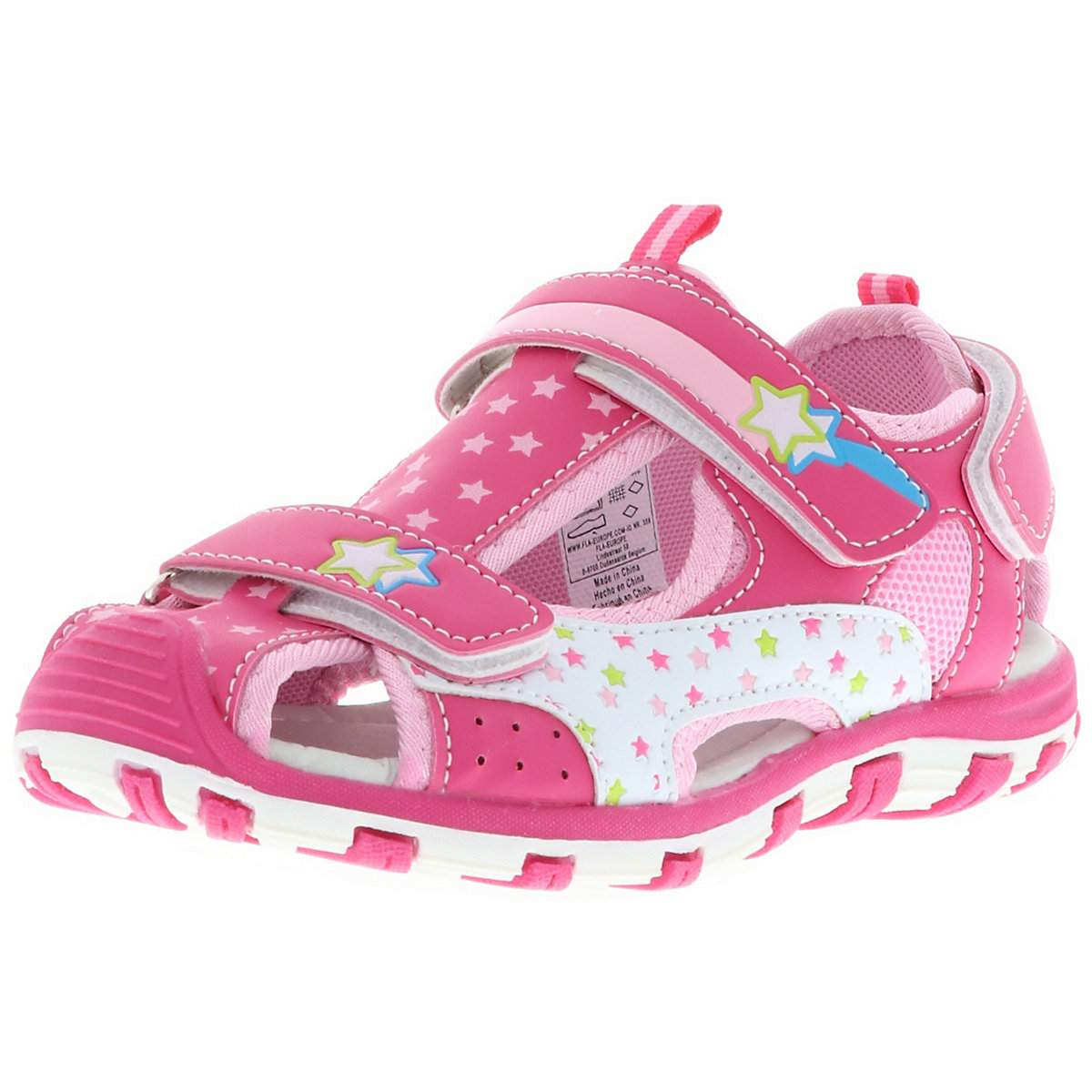 Kinder Mädchen Trekkingsandalen Outdoorschuhe Halbschuhe Klettverschluss Sternchen pink/rosa/weiß