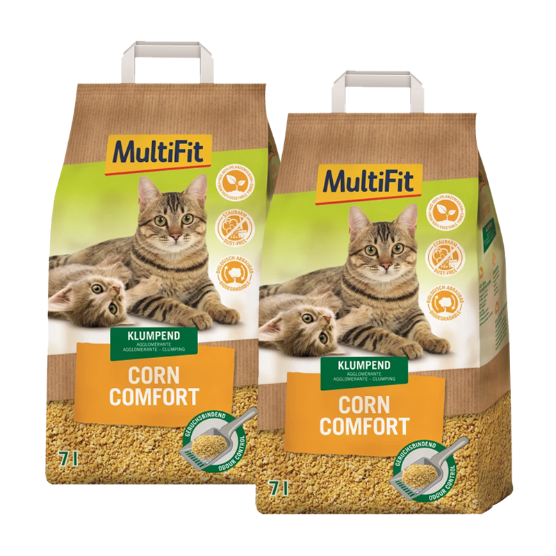 MultiFit Katzenstreu MultiFit Klumpstreu Corn Comfort 2x7 l