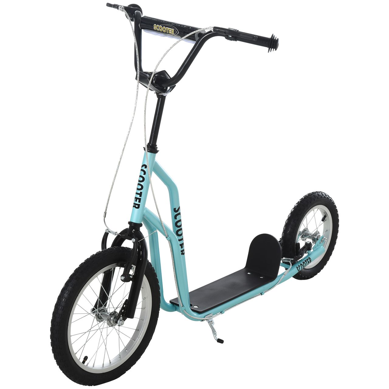 HOMCOM Kinderroller Scooter Tretroller Cityroller Kinder Roller Kickboard mit Luftreifen16/12 Zoll Blau 135 x 58 x 88-94 cm