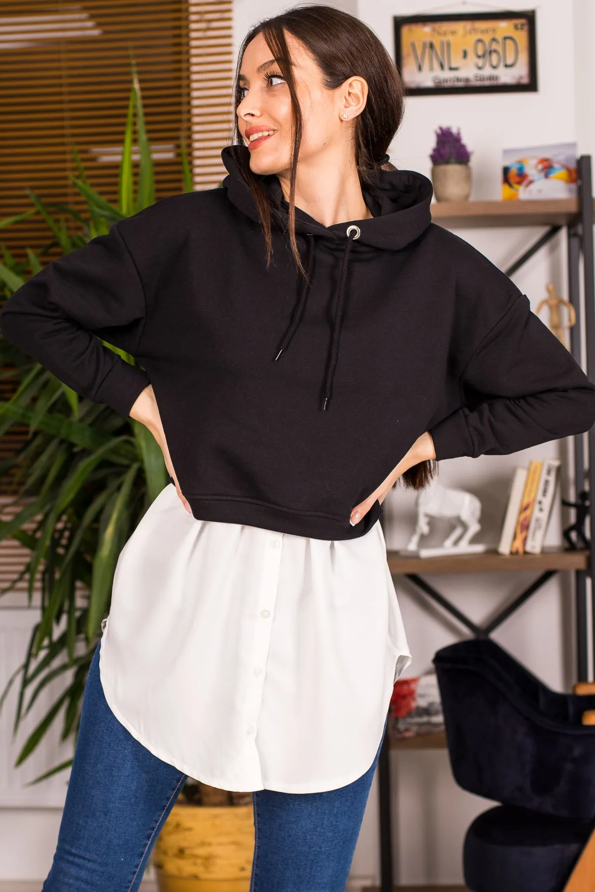 armonika  Weißer Hemdrock mit elastischer Taille für Damen, Arm-22K001105