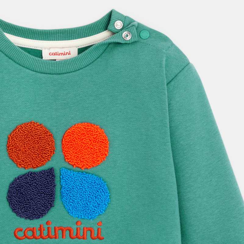 Sweat bébé molleton brodé vert bleuté naissance Catimini