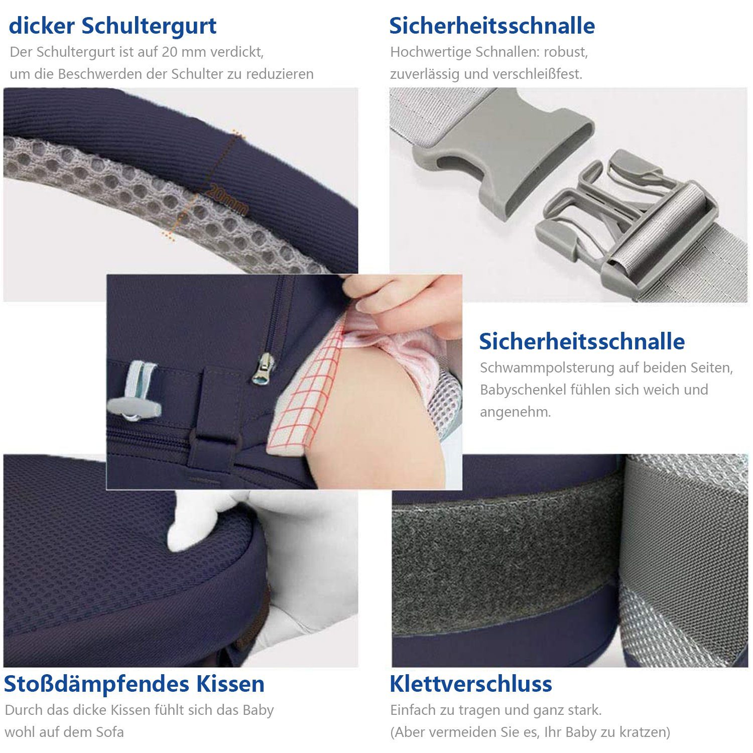 Wenta Bauchtrage Babytrage 3-in-1 Kindertrage, Bauchtrage Rückentrage Ergonomische Babytragetasche Verstellbar für Babys Kleinkind ab 3 Monate