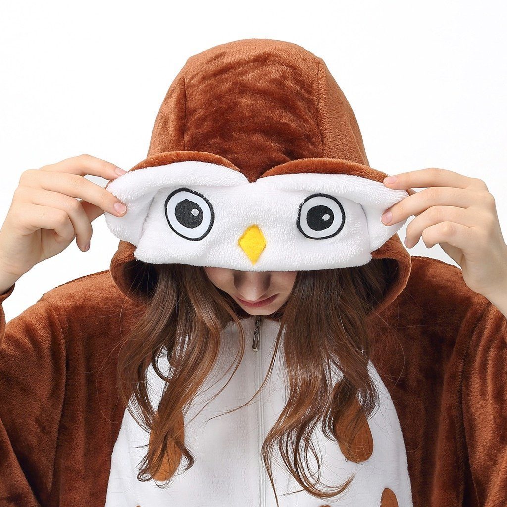 Katara Partyanzug Waldtiere Jumpsuit Kostüm Onesie Overall Erwachsene S-XL, Bär, Biene, Eule, Eichhörnchen, Fuchs, Fledermaus, Rentier, Maus, Igel