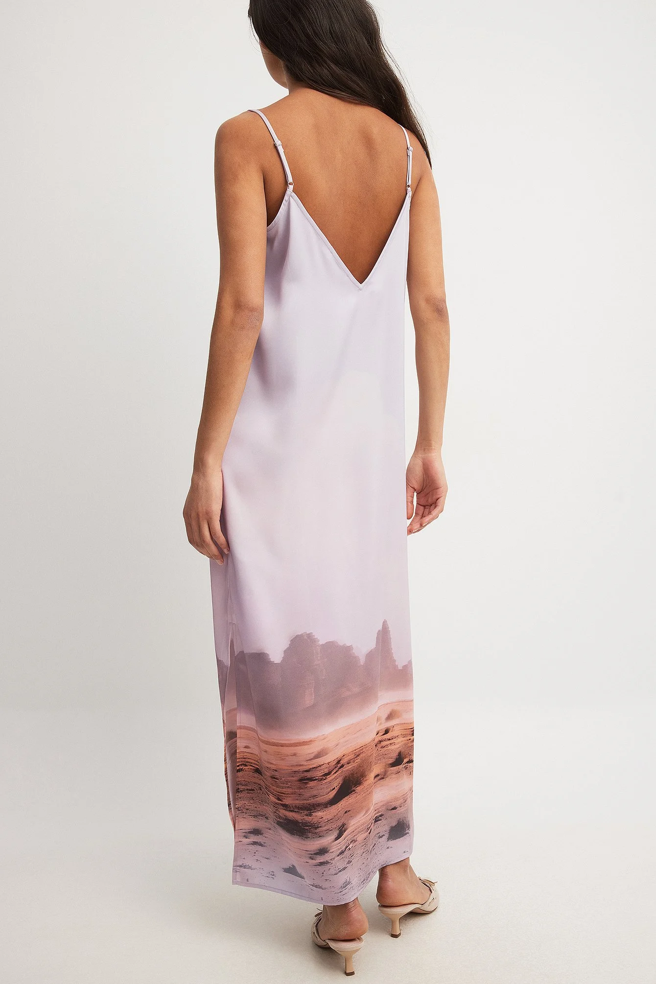 Midikleid mit Trägern und Fotodruck