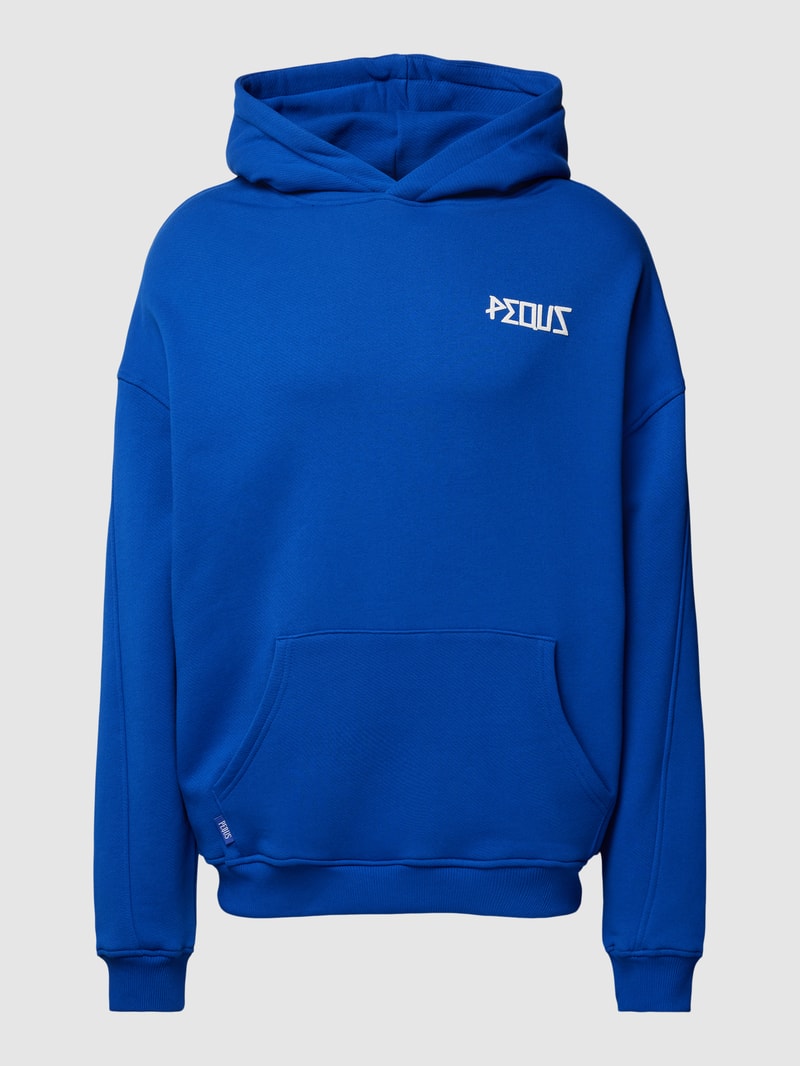 Hoodie mit Label-Print in royalblau