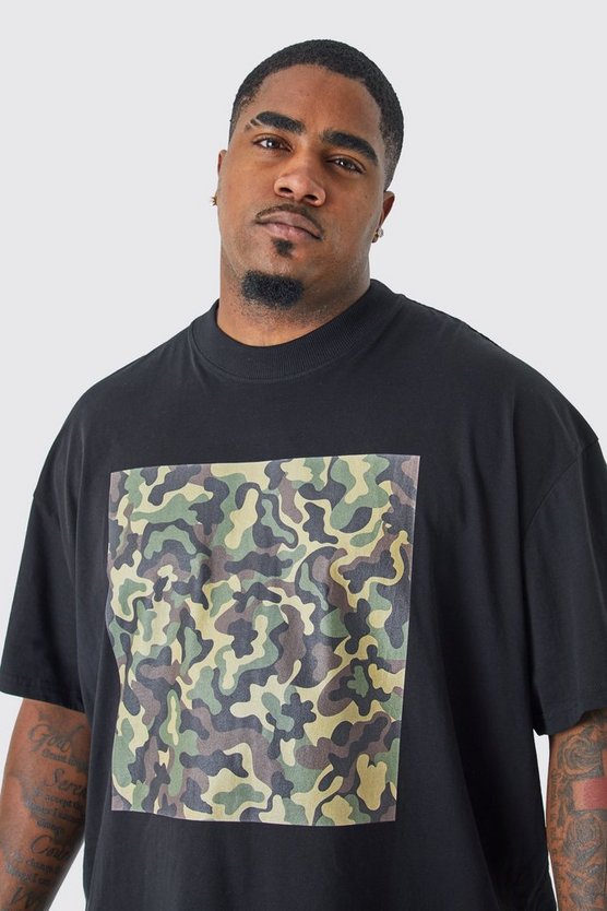 Plus Oversize T-Shirt mit Camouflage-Print