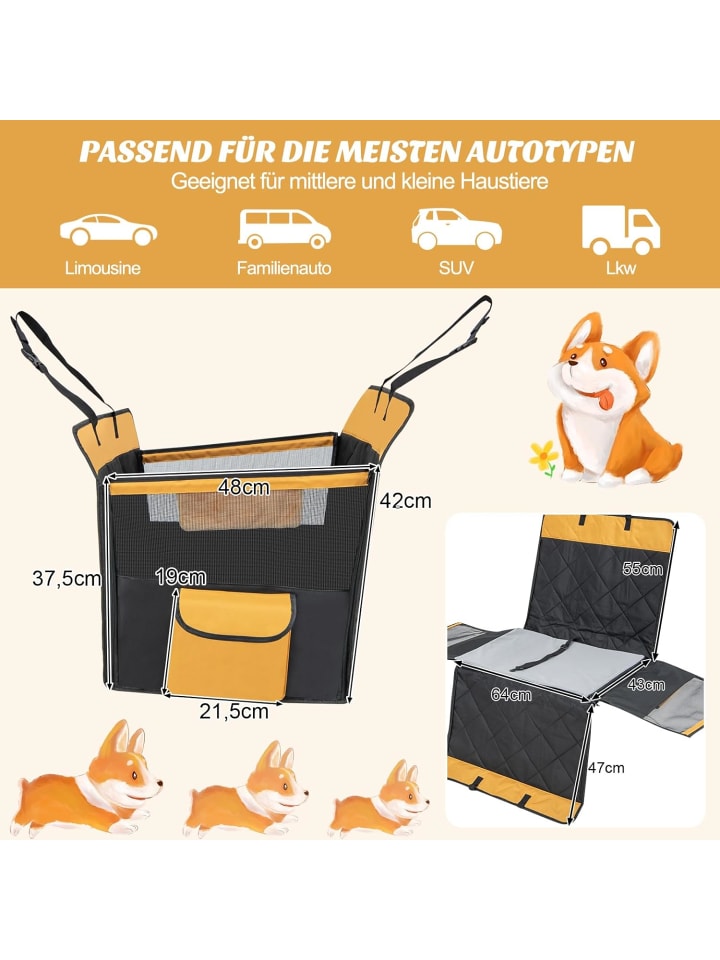 COSTWAY 2 in 1 Hundedecke Auto Rückbank in Schwarz günstig kaufen onesize