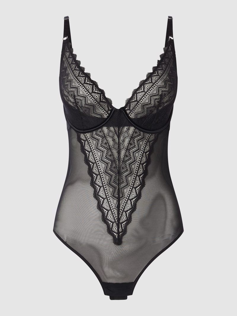 Body aus Spitze in schwarz