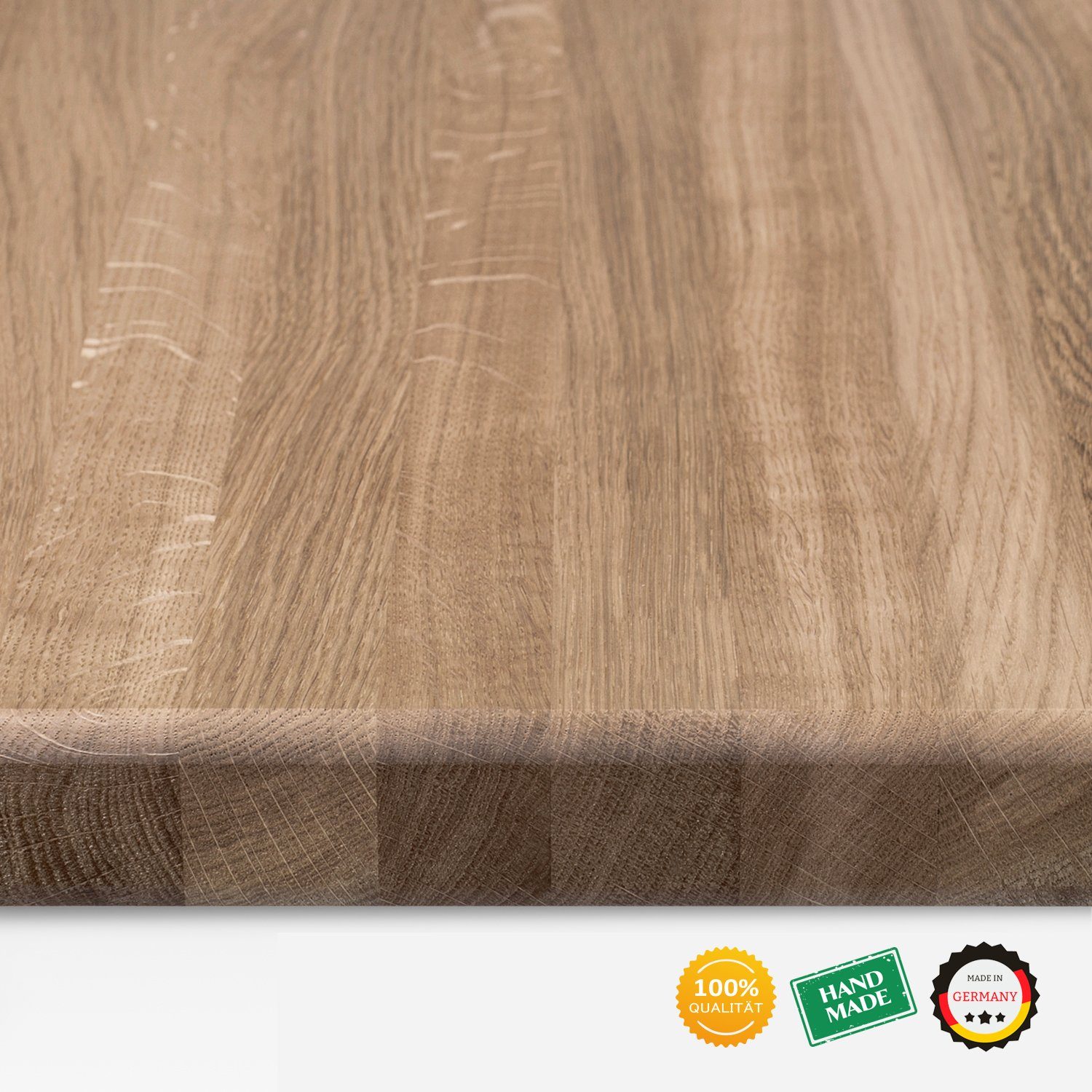 Rikmani Tischplatte Massivholzplatte Eiche Dunkel Naturholz Esstisch Schreibtisch Arbeitsplatte Küche Holzbrett Schreibtischplatte, Massivholz