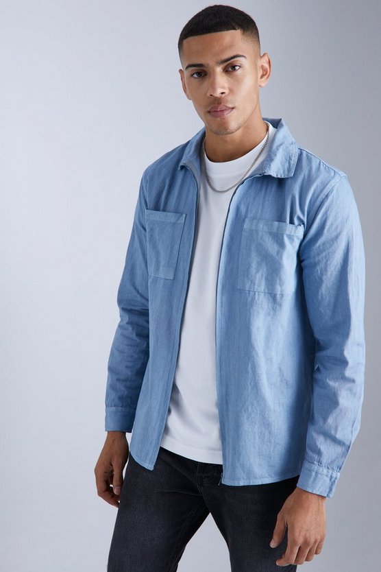 Oversize Overshirt mit Reißverschluss und Tasche