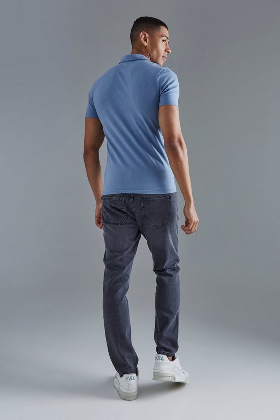 Slim-Fit Poloshirt mit Man-Stickerei