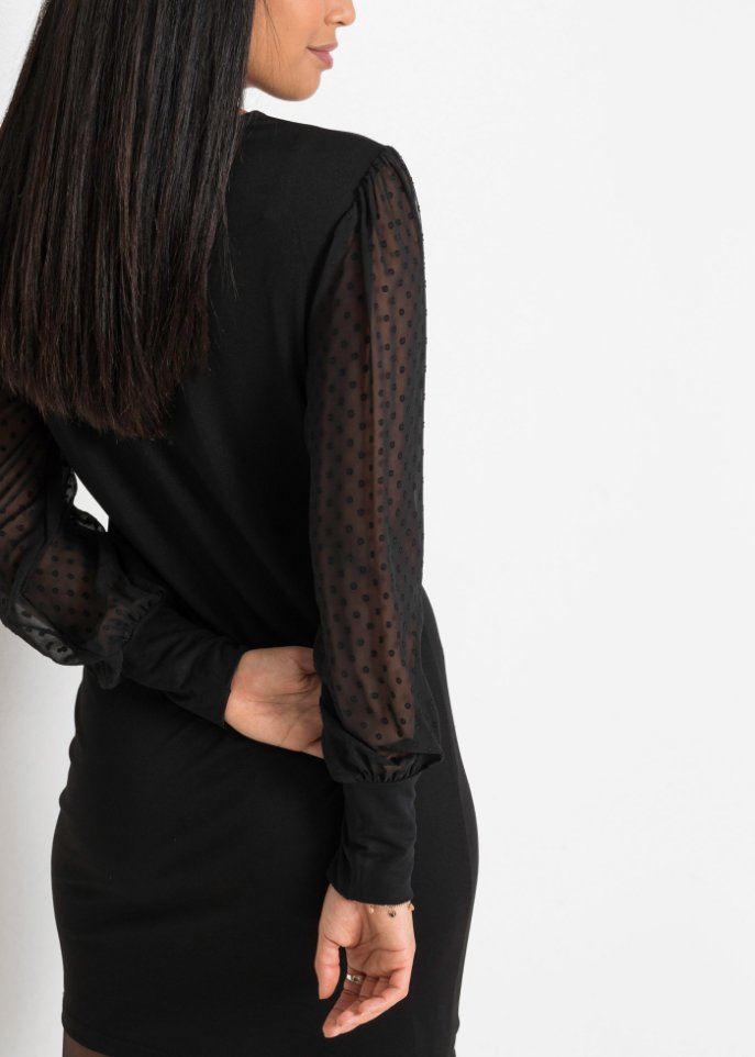 Jerseykleid mit Chiffonärmeln