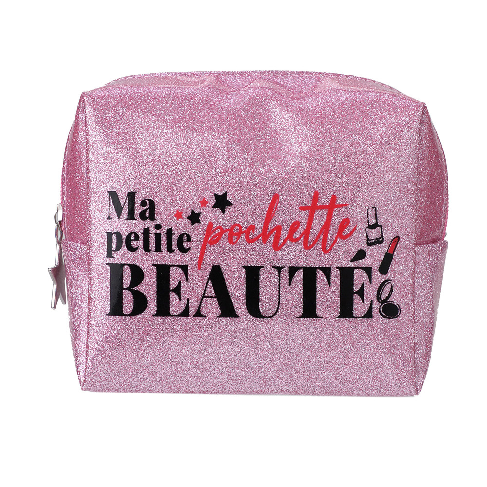 takecare Petite Trousse de voyage rose à paillettes Trousses de voyage