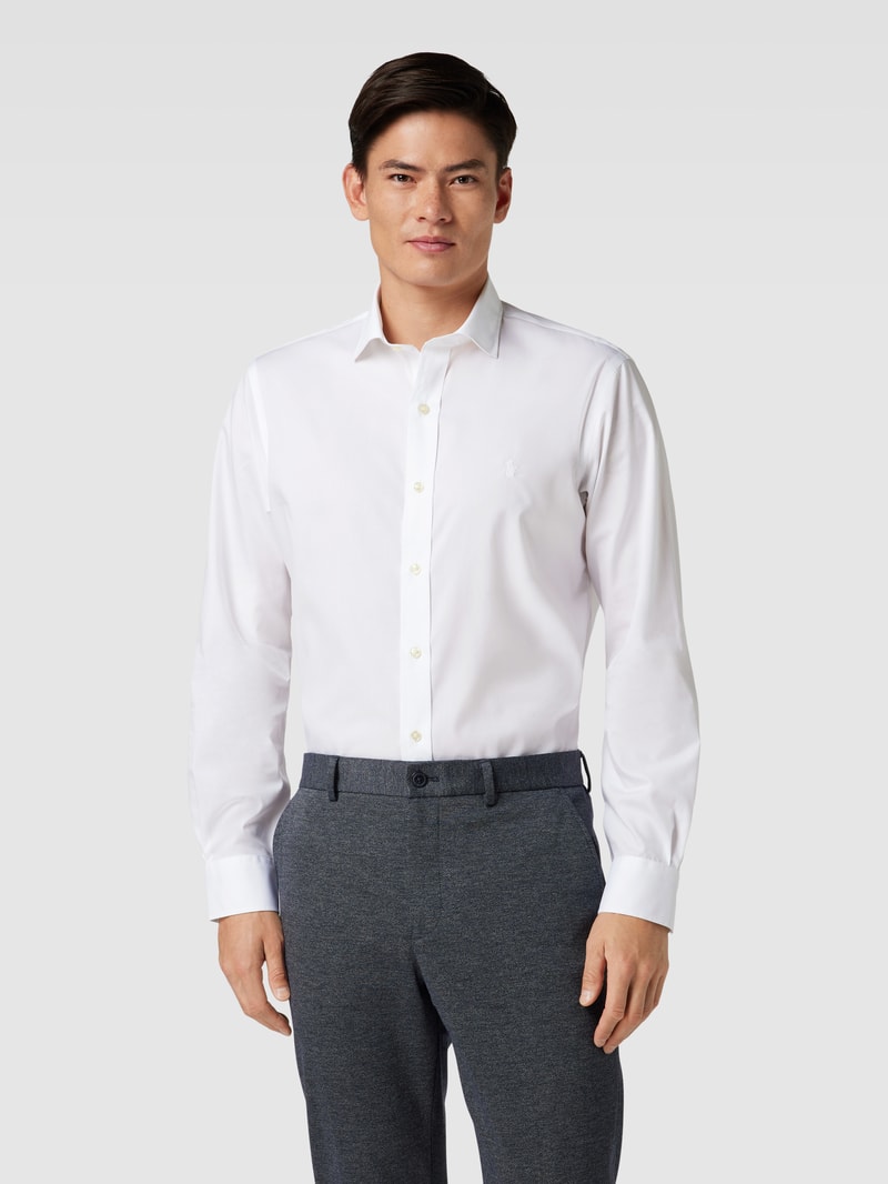 Business-Hemd mit Logo-Stitching in weiß