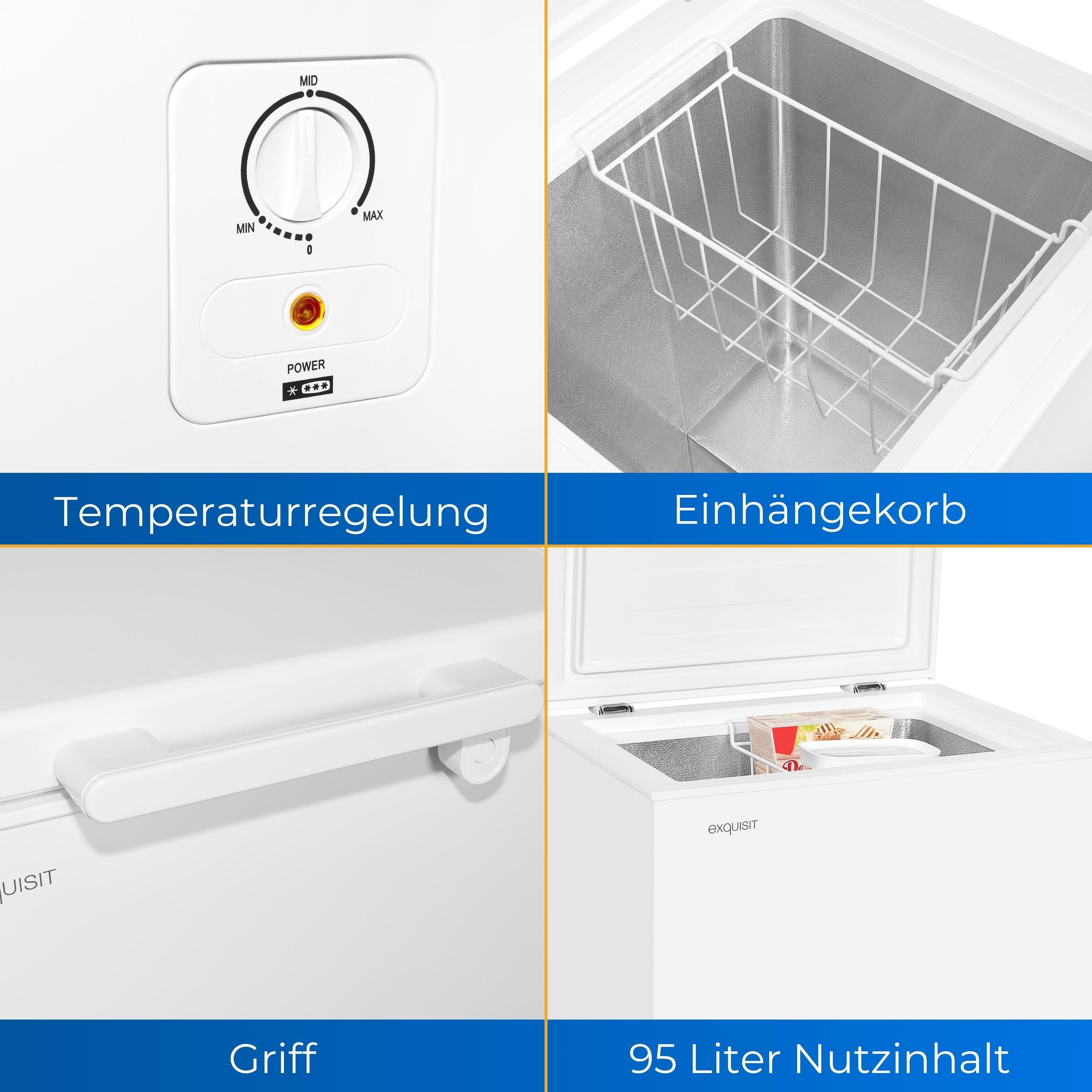 exquisit Gefriertruhe GT5100-010E, 54.6 cm breit, 95 l, praktisch und kompakt und doch genug Platz für Ihre Tiefkühlkost