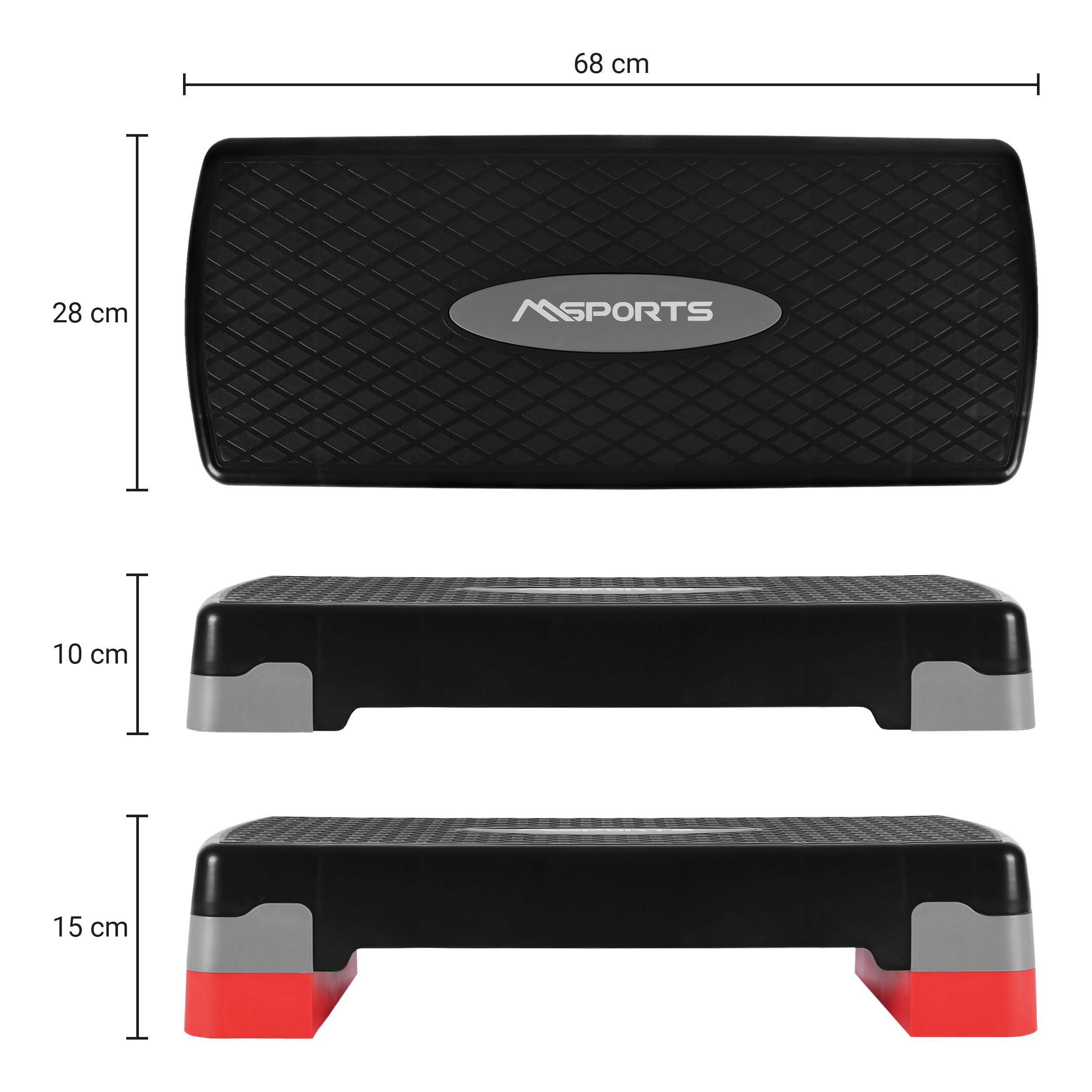 MSports® Stepper Steppbrett Home inkl. Übungsposter 2 - Fach höhenverstellbar