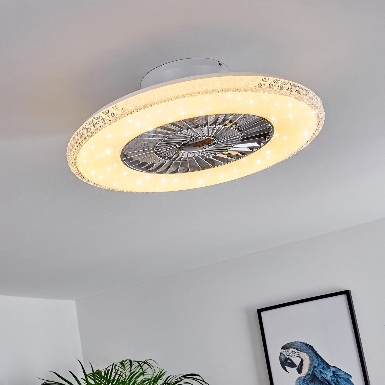 hofstein Deckenventilator Vaprio LED Deckenventilator in Weiß/Chorm