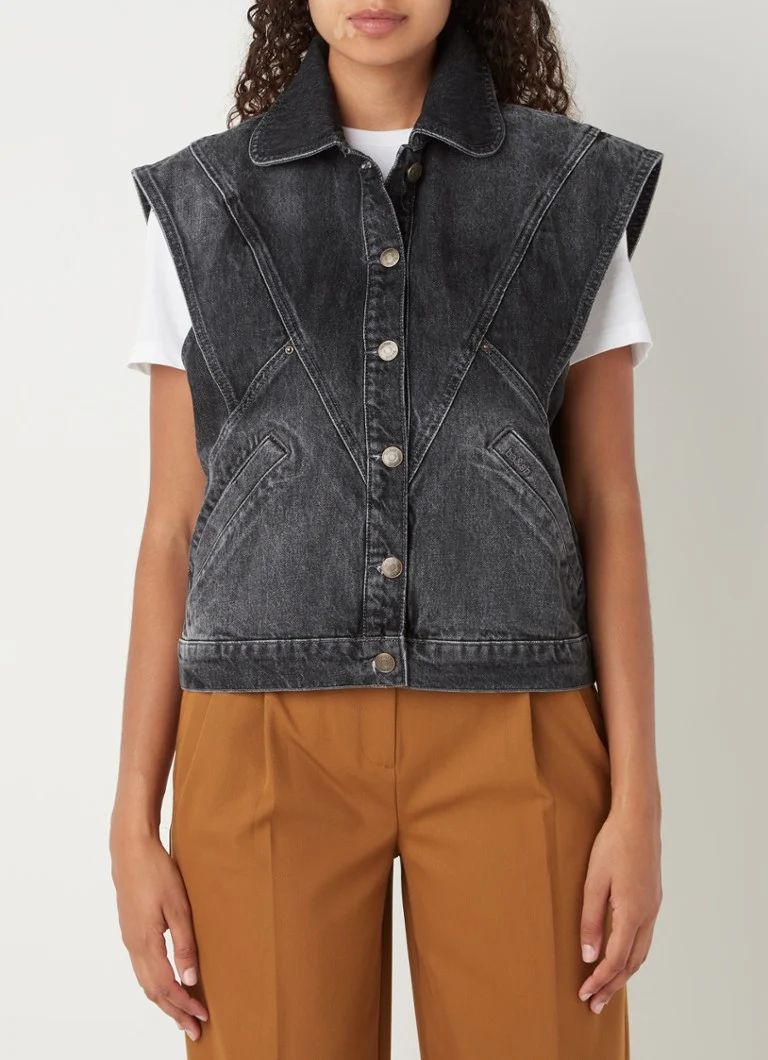 Vestă din denim Ba&sh Max cu buzunare laterale