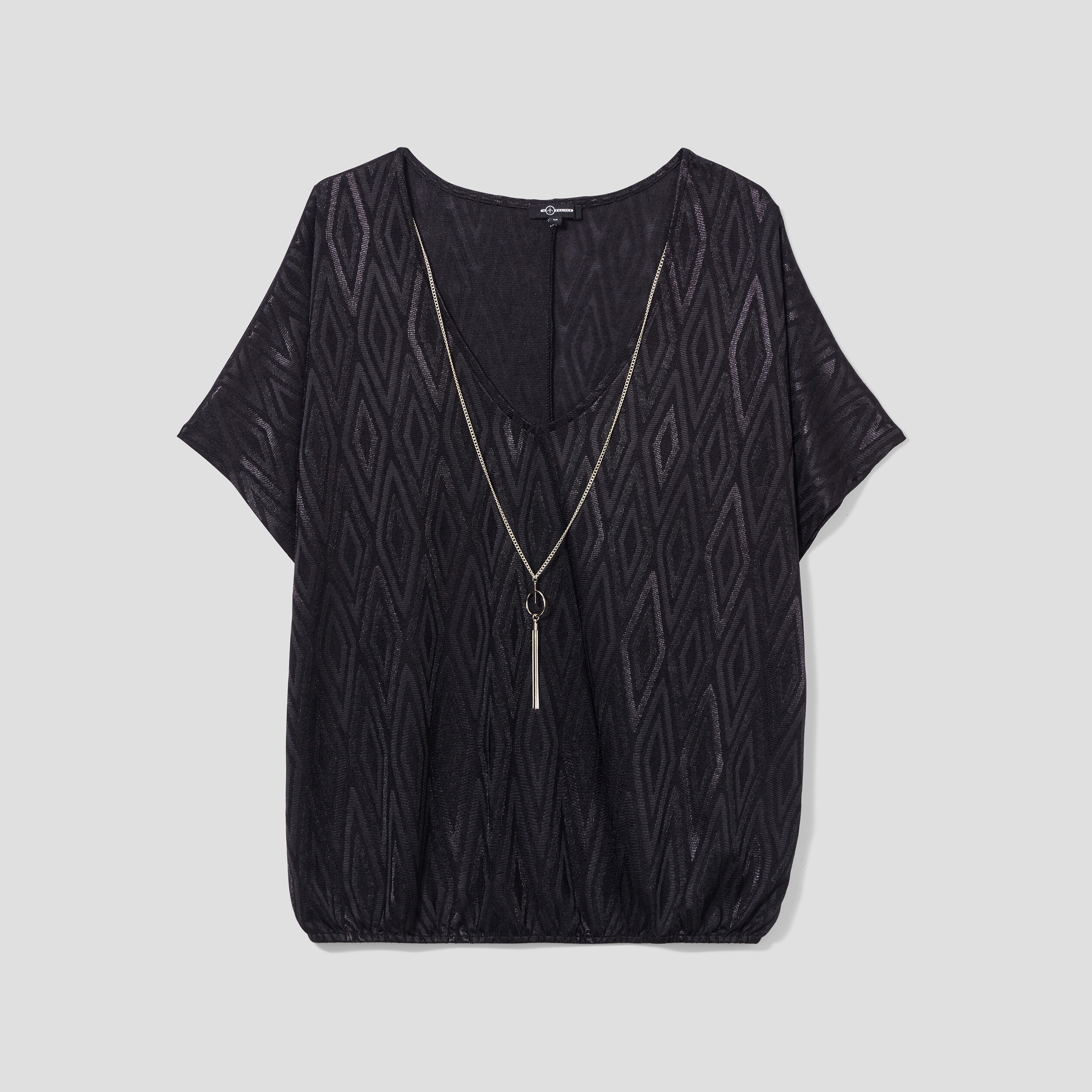 T-shirt col en V bijou Mosquitos noir femme | La Halle