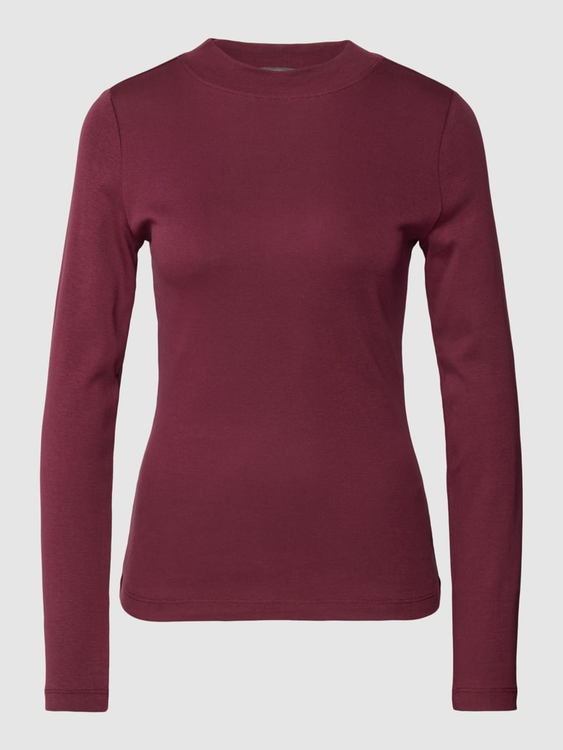 Longsleeve mit geripptem Rundhalsausschnitt in bordeaux rot