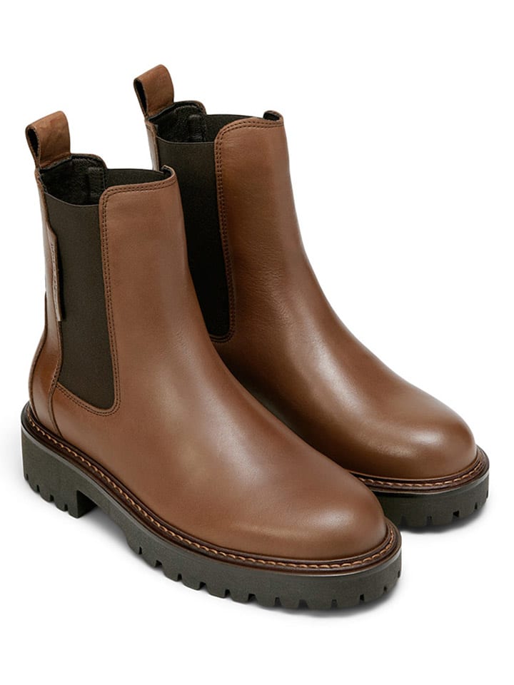 Marc O'Polo Shoes Leder-Chelsea-Boots in Hellbraun günstig kaufen