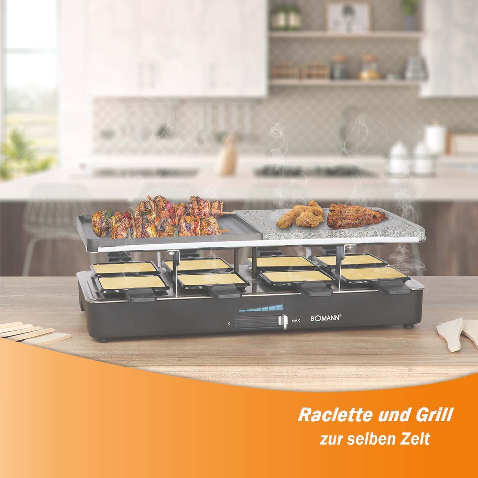 bmf-versand Raclette Raclette Grill für 8 Personen inkl Pflegetuch Heißer Stein