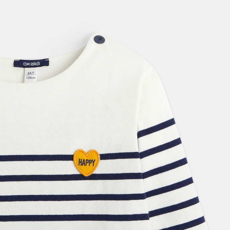 T-shirt marinière à personnaliser d'un cœur bleu fille