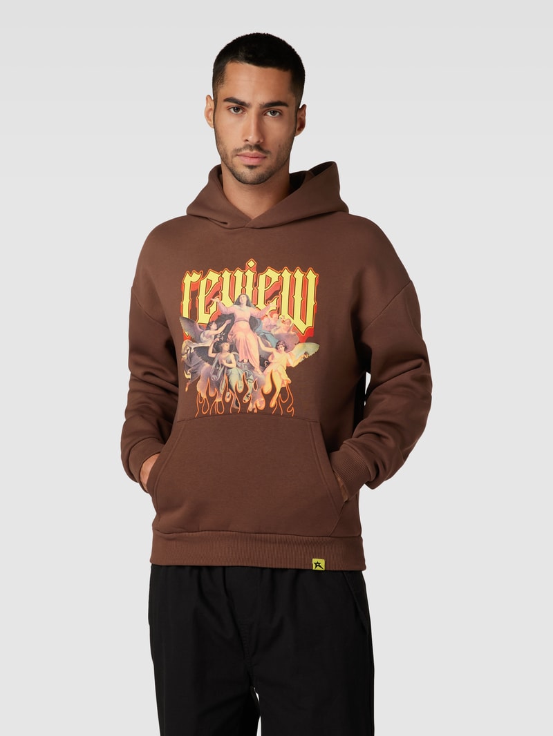 Hoodie mit Label-Print in dunkelbraun