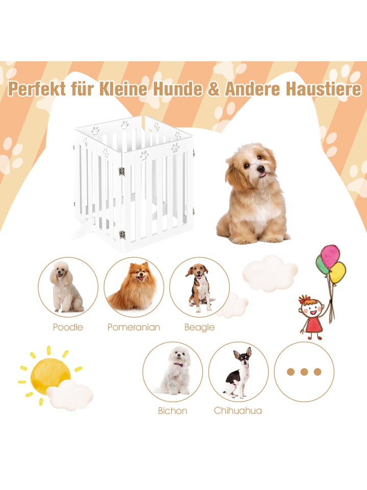 COSTWAY Absperrgitter Hunde 4 Paneelen 60cm in Weiß günstig kaufen onesize