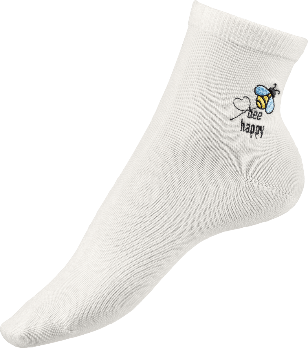 Socken mit Bienen-Stickerei weiß Gr. 35-38, 1 St