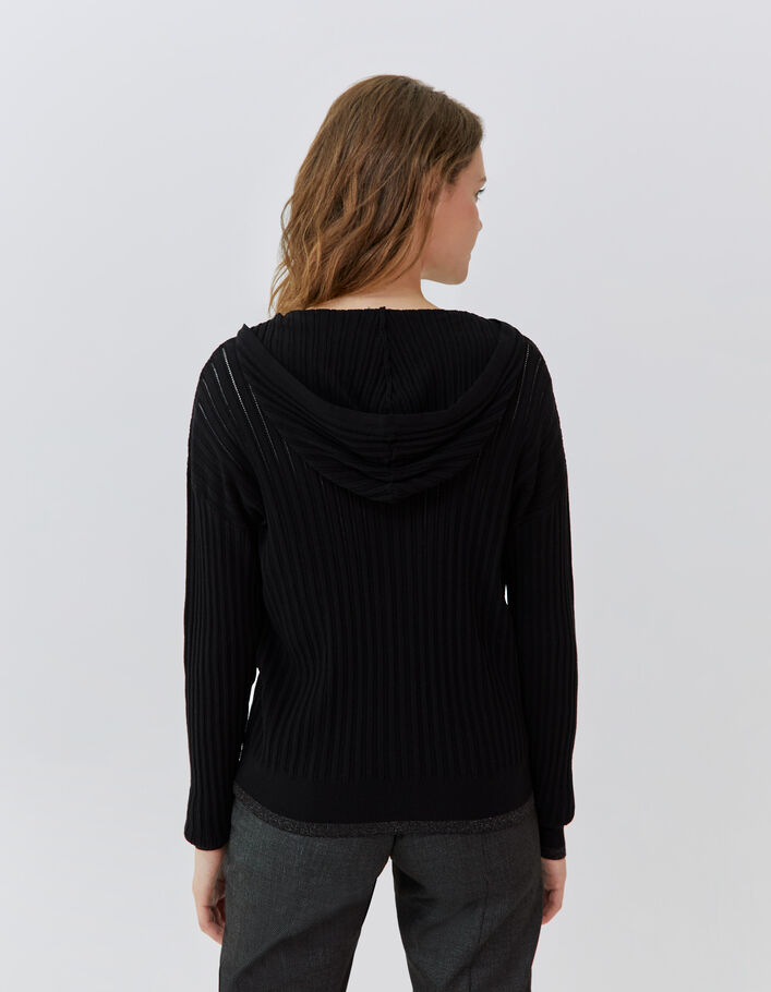 Cardigan noir tricot ajouré fantaisie Femme
