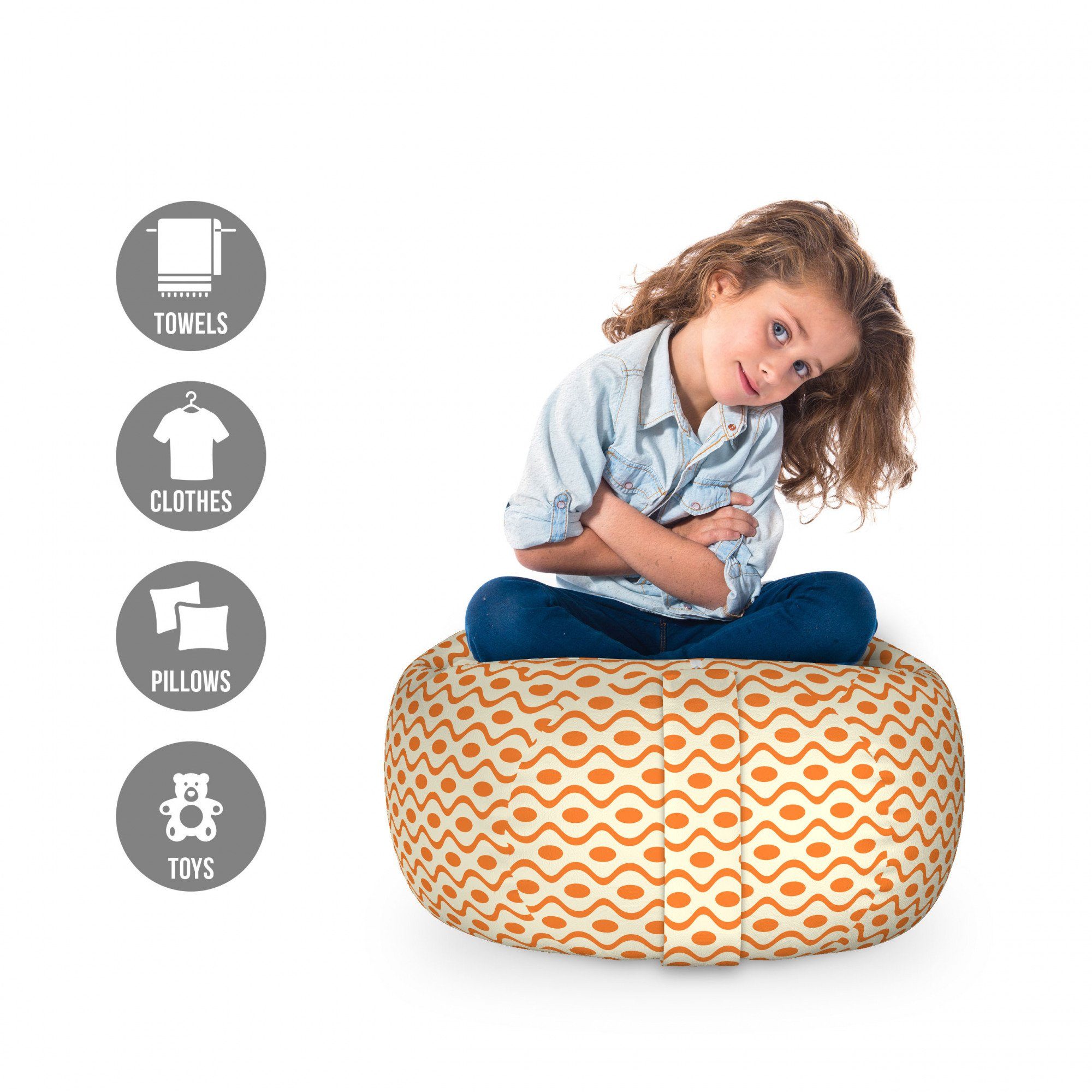 Abakuhaus Spielzeugtruhe Gefüllter Tier Organizer Waschbare Tasche für Kinder, Jahrgang Wellenförmige Elliptic Muster