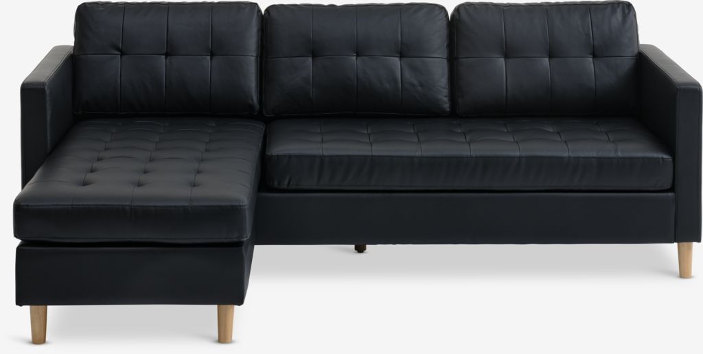 FALSLEV Sofa z szezlongiem FALSLEV czarna imitacja skóry