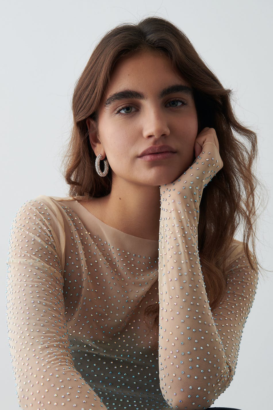 Rhinestone mesh top