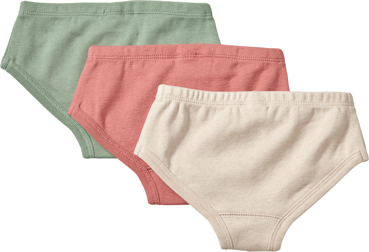 Slips, rosa + grün + beige, Gr. 110/116, 3 St