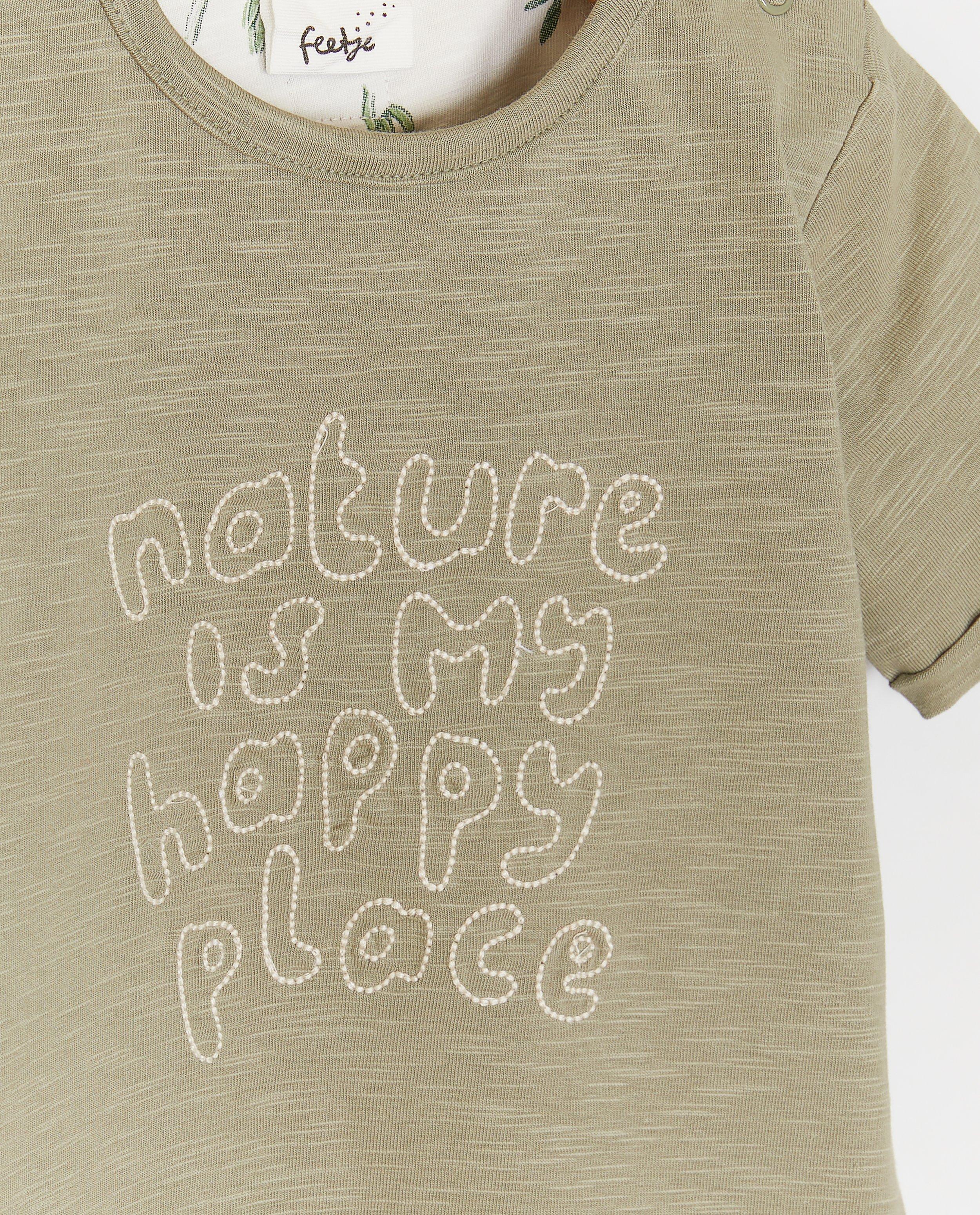 Feetje t-shirt med broderad khakifärgad text